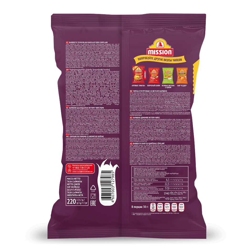 Чипсы MISSION BBQ на гриле задняя сторона